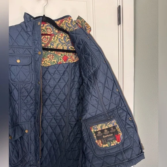 Barbour William Morris Navy Quilted Utility Jacket - 12 / L - Picture 10 of 11